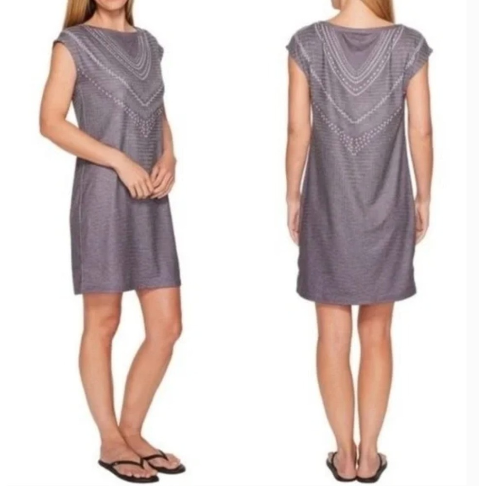 PRANA Sanna Geometric Polka Dot Shift Summer Dress Gray Size L